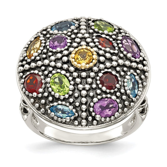 Shey Couture Sterling Silver with 14K Accent Antiqued .43Amethyst/.19Citrine/.32Blue Topaz/.32Peridot/.35Garnet Ring