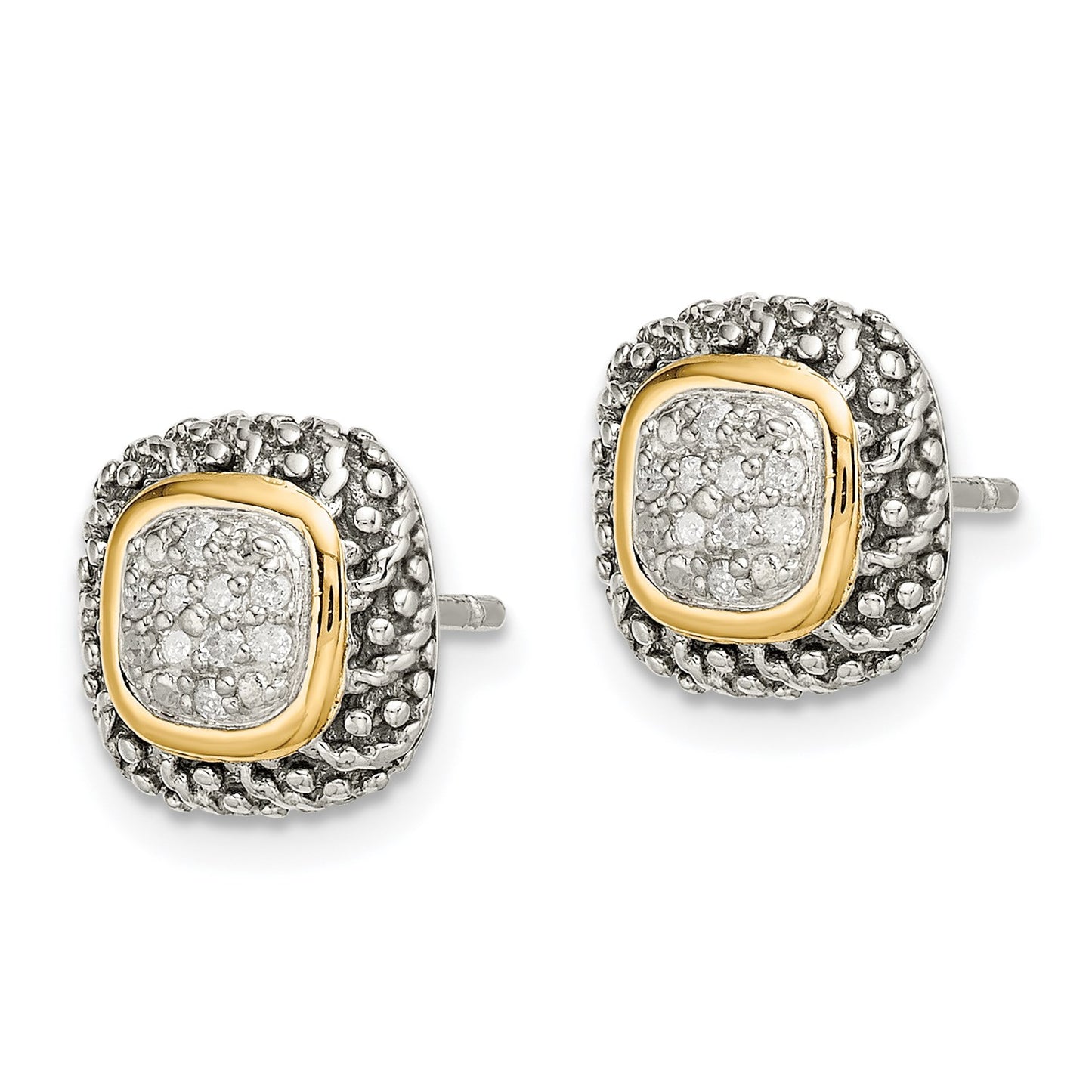 Shey Couture Sterling Silver with 14K Accent Antiqued Diamond Post Earrings