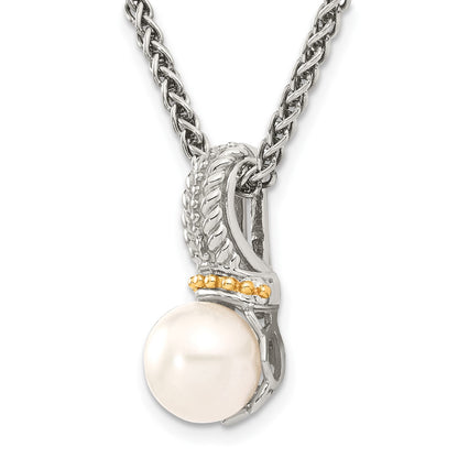 Shey Couture Sterling Silver Rhodium-plated with 14K Accent 18 Inch 8-9mm Freshwater Cultured Pearl Necklace