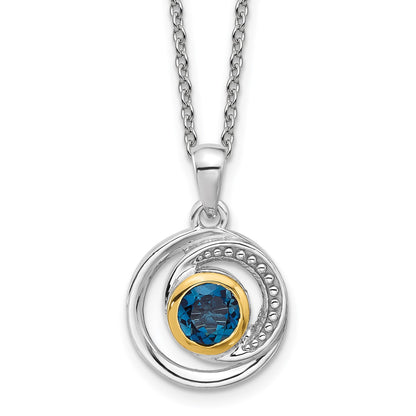 Shey Couture Sterling Silver Rhodium-plated with 14k Accent London Blue Topaz 18 inch Necklace