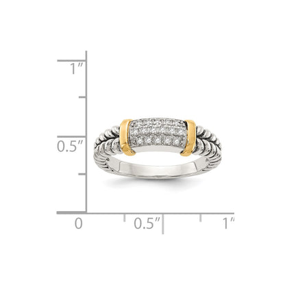 Shey Couture Sterling Silver with 14K Accent Antiqued Diamond Ring