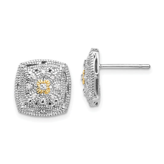 Shey Couture Sterling Silver Rhodium-plated with 14K Accent Diamond Post Earrings