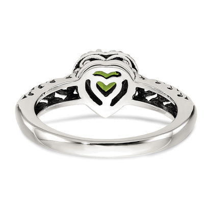 Shey Couture Sterling Silver with 14K Accent Antiqued Heart Peridot Ring