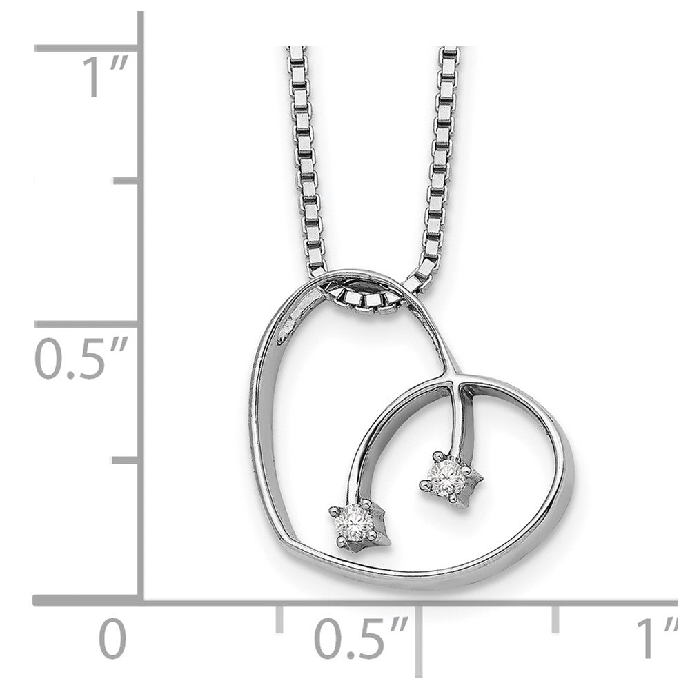 White Ice Sterling Silver Rhodium-plated 18 Inch Diamond Open Heart Necklace with 2 Inch Extender