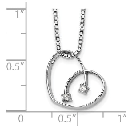 White Ice Sterling Silver Rhodium-plated 18 Inch Diamond Open Heart Necklace with 2 Inch Extender