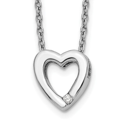 White Ice Sterling Silver Rhodium-plated Diamond 18 Inch Heart Necklace with 2 Inch Extender