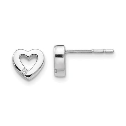 White Ice Sterling Silver Rhodium-plated Diamond Open Heart Post Earrings