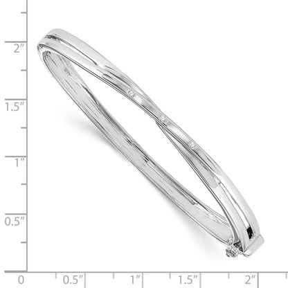 White Ice Sterling Silver Rhodium-plated Diamond Crossover  Bangle Bracelet