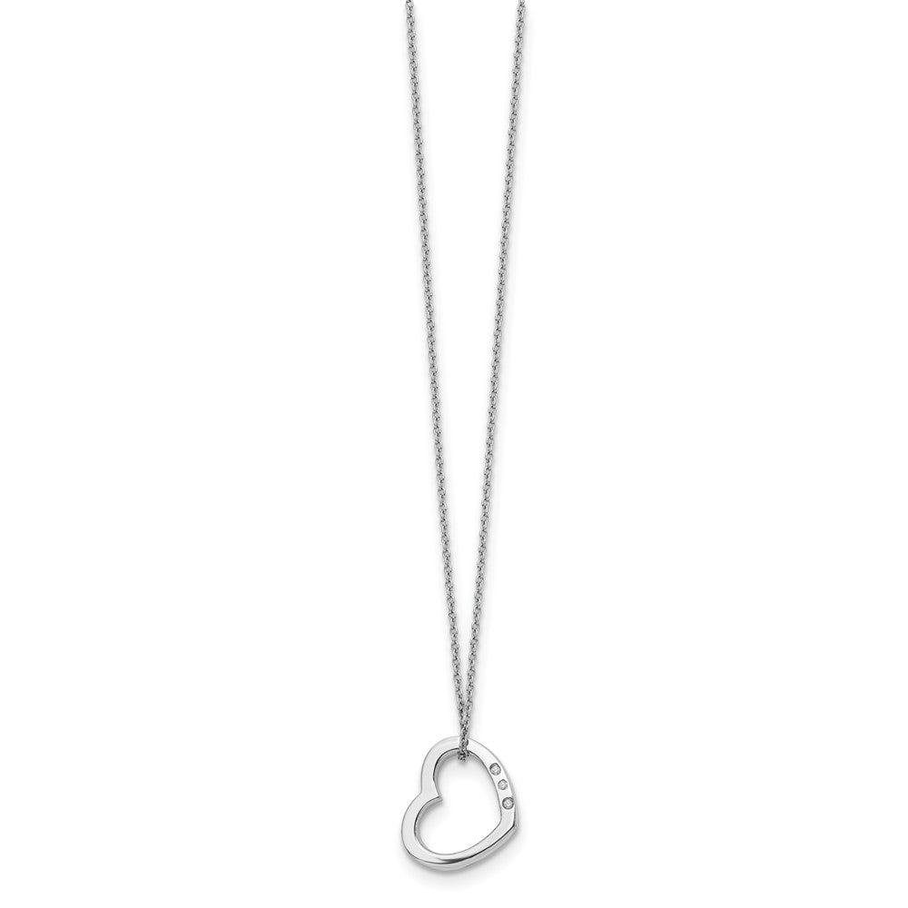 White Ice Sterling Silver Rhodium-plated 18 Inch Diamond Open Heart Necklace with 2 Inch Extender