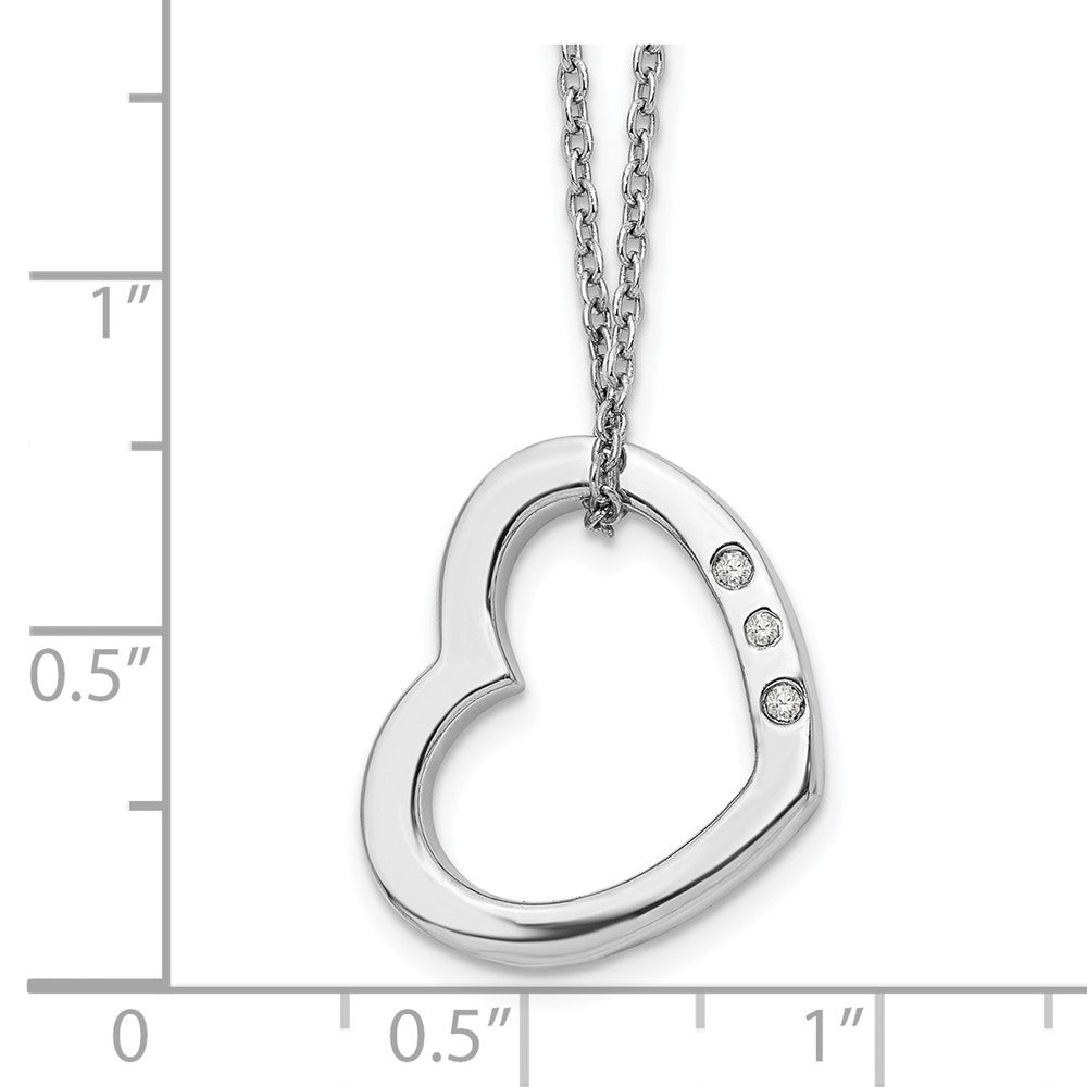 White Ice Sterling Silver Rhodium-plated 18 Inch Diamond Open Heart Necklace with 2 Inch Extender