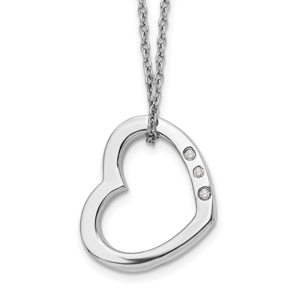 White Ice Sterling Silver Rhodium-plated 18 Inch Diamond Open Heart Necklace with 2 Inch Extender