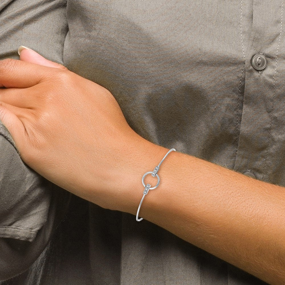 White Ice Sterling Silver Rhodium-plated Diamond Bangle