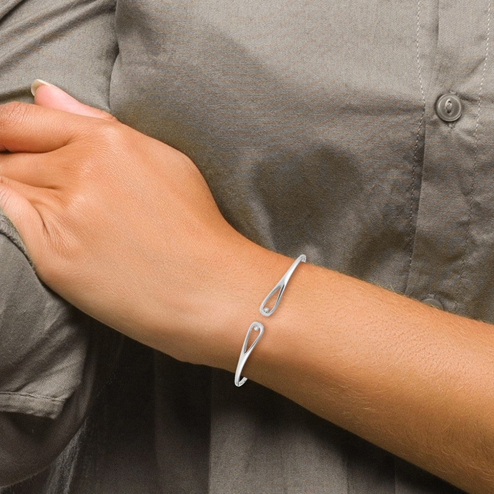 White Ice Sterling Silver Rhodium-plated Diamond Bangle