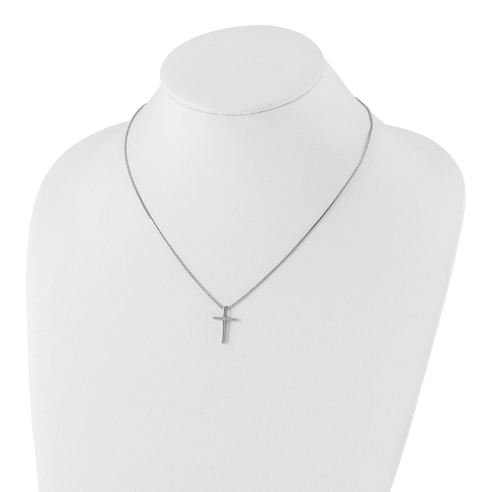 White Ice Sterling Silver Rhodium-plated 18 Inch Diamond Cross Necklace with 2 Inch Extender