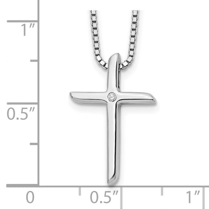 White Ice Sterling Silver Rhodium-plated 18 Inch Diamond Cross Necklace with 2 Inch Extender