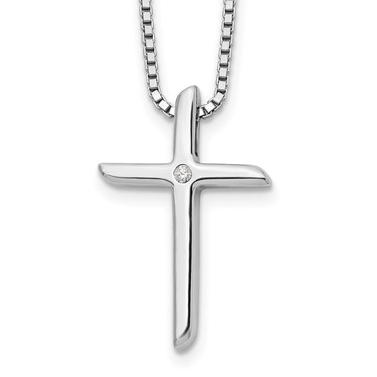 White Ice Sterling Silver Rhodium-plated 18 Inch Diamond Cross Necklace with 2 Inch Extender