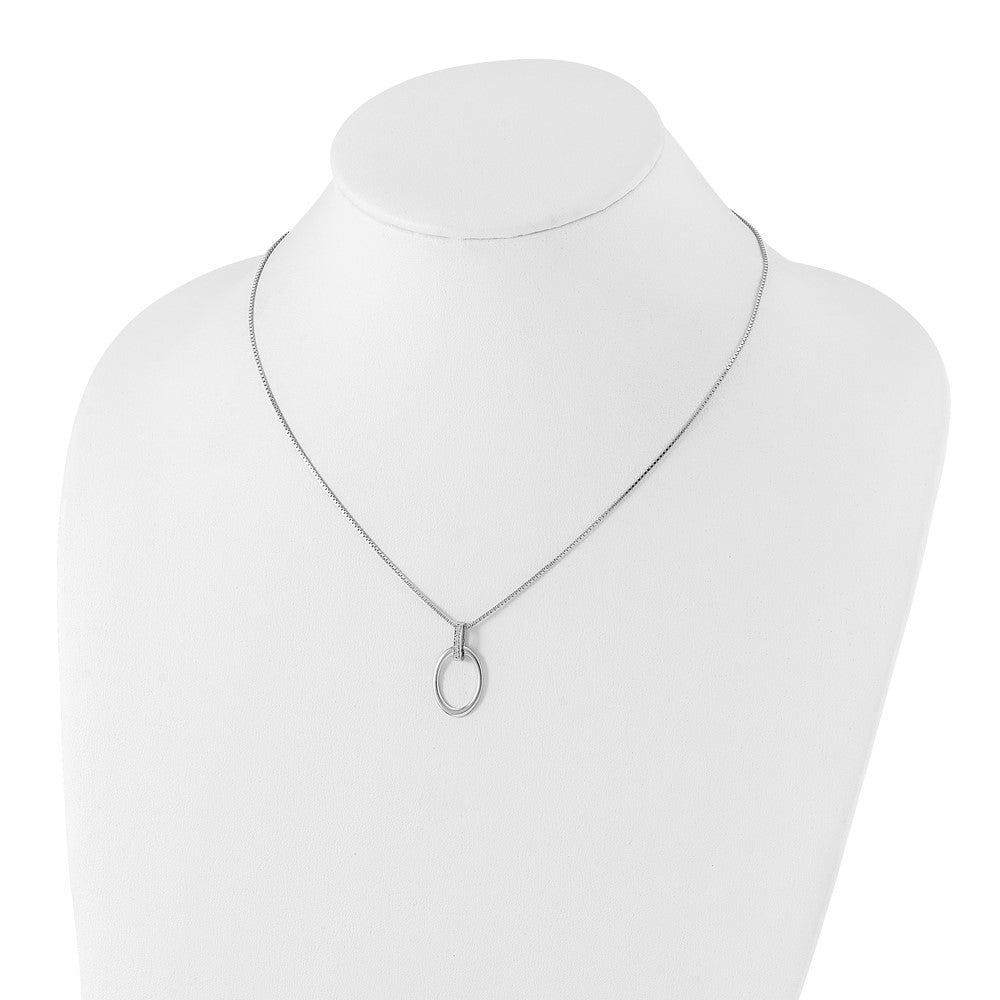 White Ice Sterling Silver Rhodium-plated 18 Inch Diamond Open Oval Necklace with 2 Inch Extender