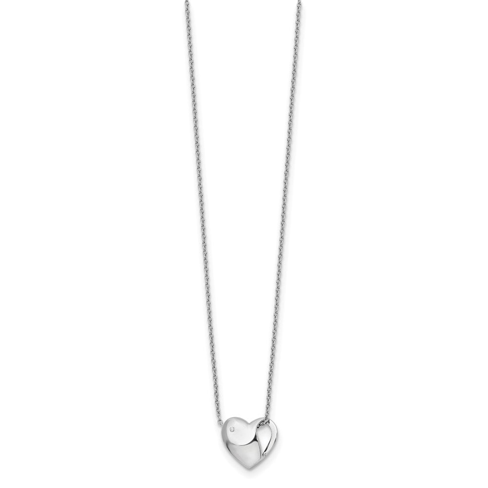 White Ice Sterling Silver Rhodium-plated 18 Inch Diamond Heart Necklace with 2 Inch Extender