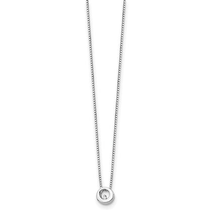 White Ice Sterling Silver Rhodium-plated 18 Inch Diamond Open Circle Necklace with 2 Inch Extender