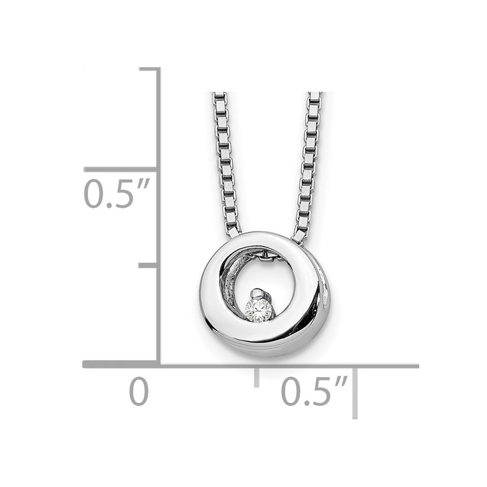 White Ice Sterling Silver Rhodium-plated 18 Inch Diamond Open Circle Necklace with 2 Inch Extender