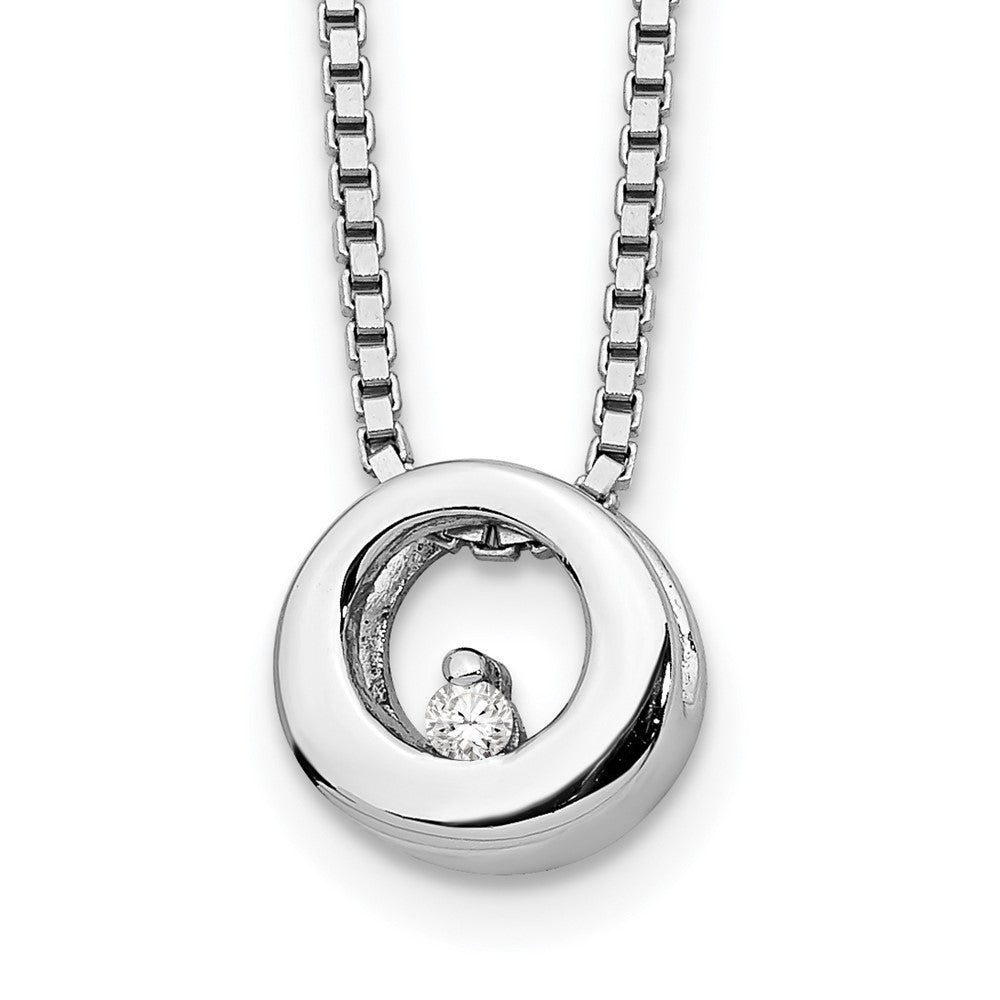 White Ice Sterling Silver Rhodium-plated 18 Inch Diamond Open Circle Necklace with 2 Inch Extender