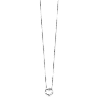 White Ice Sterling Silver Rhodium-plated 18 Inch Diamond Open Heart Necklace with 2 Inch Extender