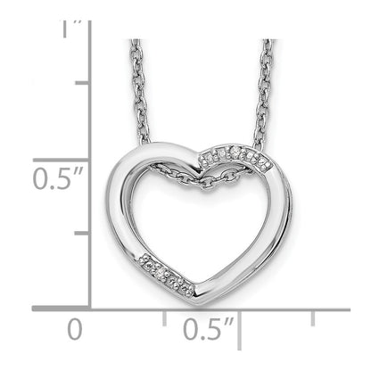 White Ice Sterling Silver Rhodium-plated 18 Inch Diamond Open Heart Necklace with 2 Inch Extender