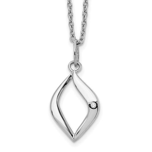 White Ice Sterling Silver Rhodium-plated 18 Inch Diamond Necklace with 2 Inch Extender