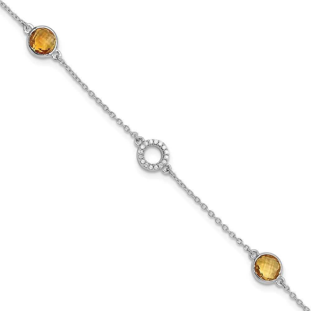 White Ice Sterling Silver/Rhodium-plated Diamond and Citrine 6.25 inch Bracelet plus 1 inch extender