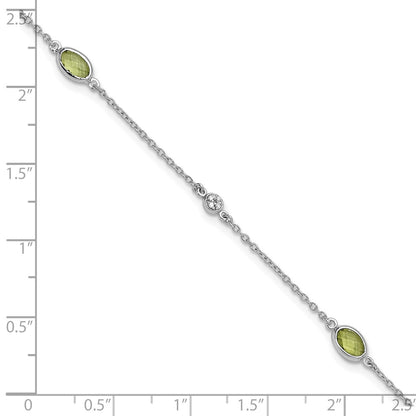 White Ice Sterling Silver Rhodium-plated 7.5 inch Diamond and Peridot Bracelet with 1.25 Inch Extender