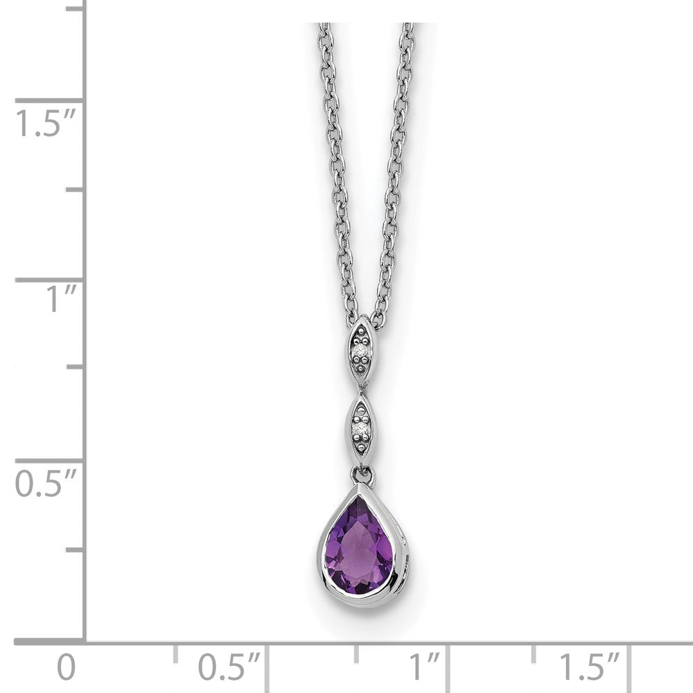 White Ice Sterling Silver Rhodium-plated Diamond and Teardrop Amethyst 18 inch Neckalce with 2 inch Extender