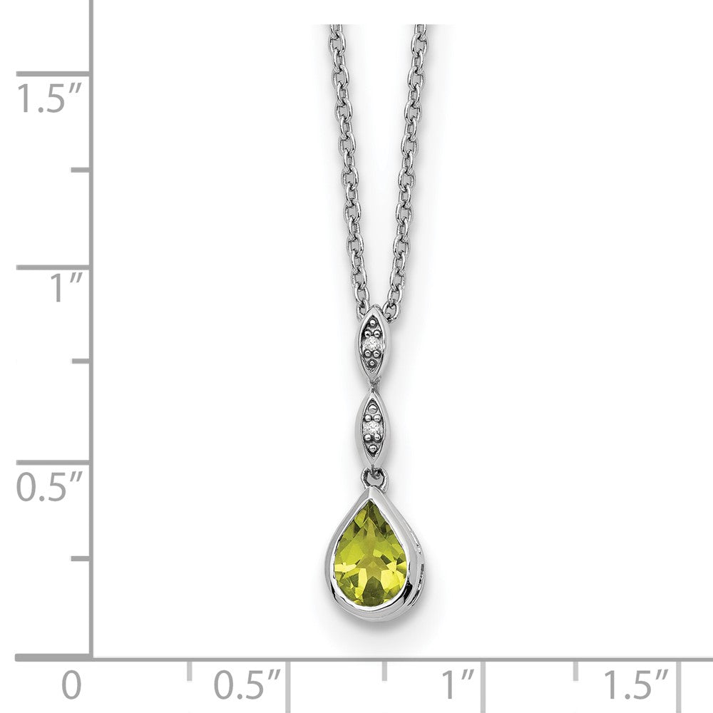 White Ice Sterling Silver Rhodium-plated Diamond and Peridot Teardrop 18 inch Neckalce with 2 inch Extender