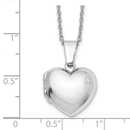 White Ice Sterling Silver Rhodium-plated 18 Inch Diamond Heart Locket Necklace with 2 Inch Extender