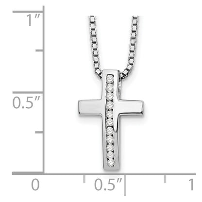 White Ice Sterling Silver Rhodium-plated 18 Inch Diamond Cross Slide Pendant Necklace with 2 Inch Extender