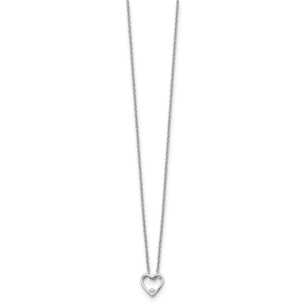 White Ice Sterling Silver Rhodium-plated 18 Inch Diamond Open Heart Necklace with 2 Inch Extender