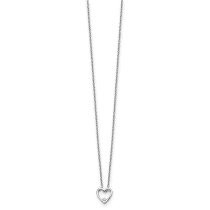 White Ice Sterling Silver Rhodium-plated 18 Inch Diamond Open Heart Necklace with 2 Inch Extender