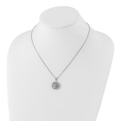 White Ice Sterling Silver Rhodium-plated 18 Inch Diamond Star Round Locket Necklace with 2 Inch Extender