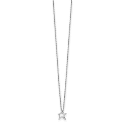 White Ice Sterling Silver Rhodium-plated 18 Inch Diamond Star Necklace with 2 Inch Extender