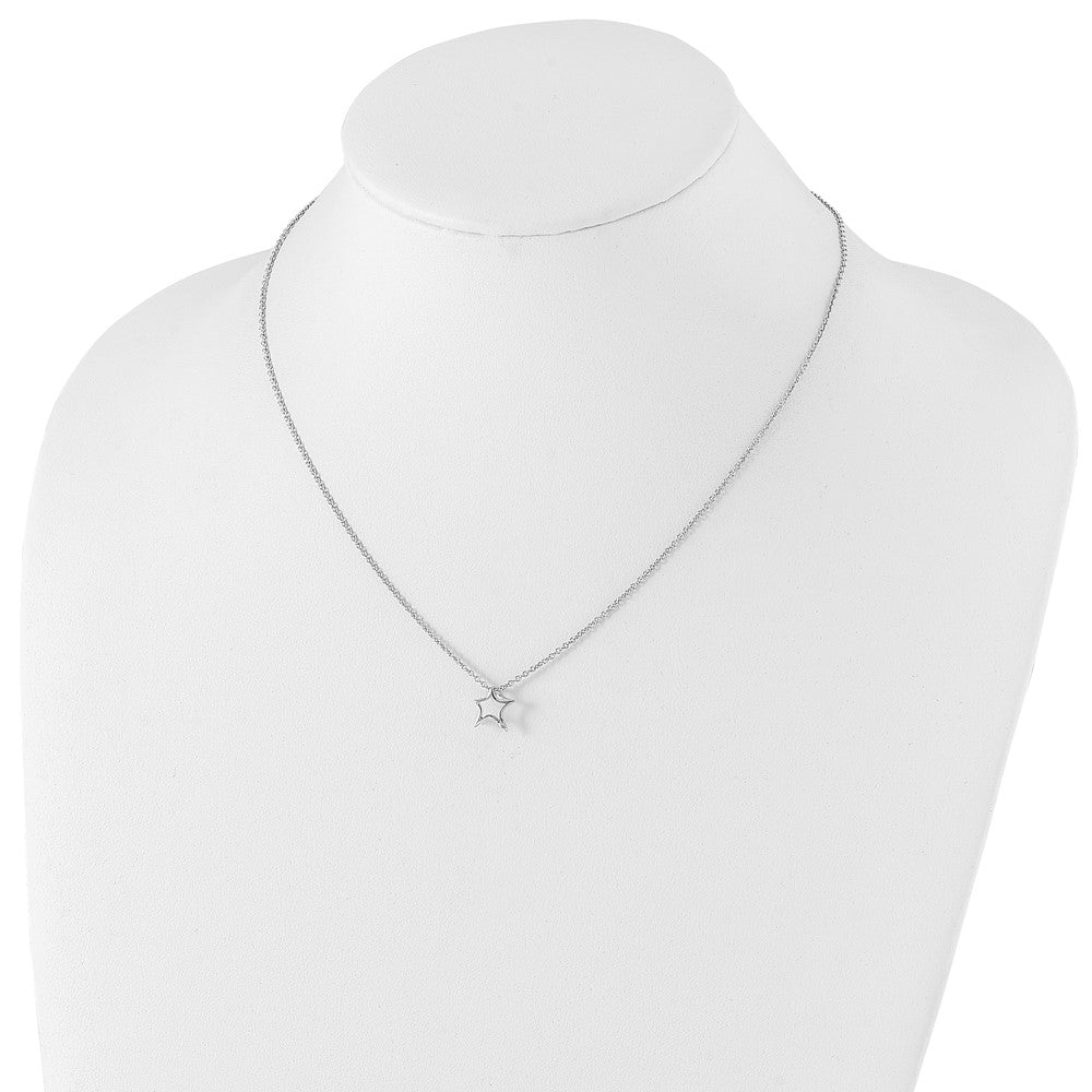 White Ice Sterling Silver Rhodium-plated 18 Inch Diamond Star Necklace with 2 Inch Extender