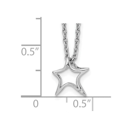 White Ice Sterling Silver Rhodium-plated 18 Inch Diamond Star Necklace with 2 Inch Extender