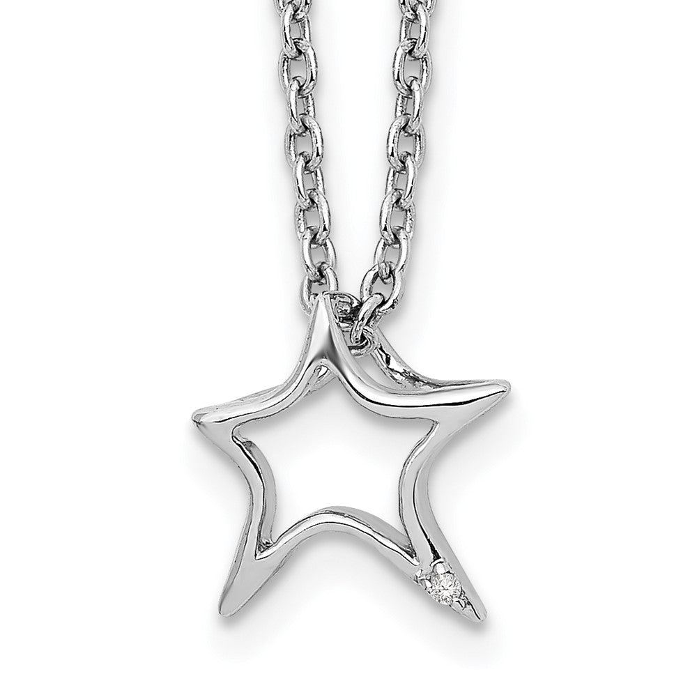 White Ice Sterling Silver Rhodium-plated 18 Inch Diamond Star Necklace with 2 Inch Extender