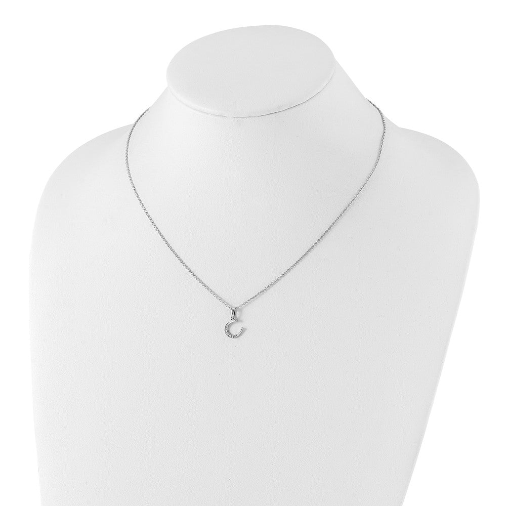 White Ice Sterling Silver Rhodium-plated 18 Inch Diamond Horseshoe Necklace with 2 Inch Extender