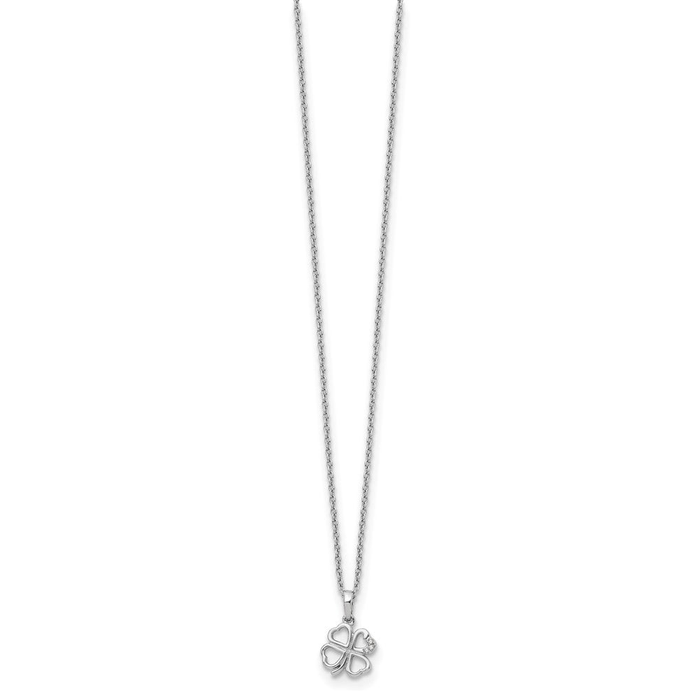 White Ice Sterling Silver Rhodium-plated 18 Inch Diamond Clover Necklace with 2 Inch Extender