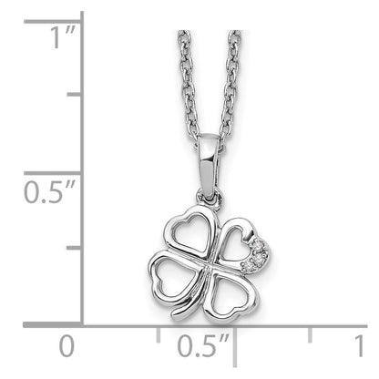 White Ice Sterling Silver Rhodium-plated 18 Inch Diamond Clover Necklace with 2 Inch Extender