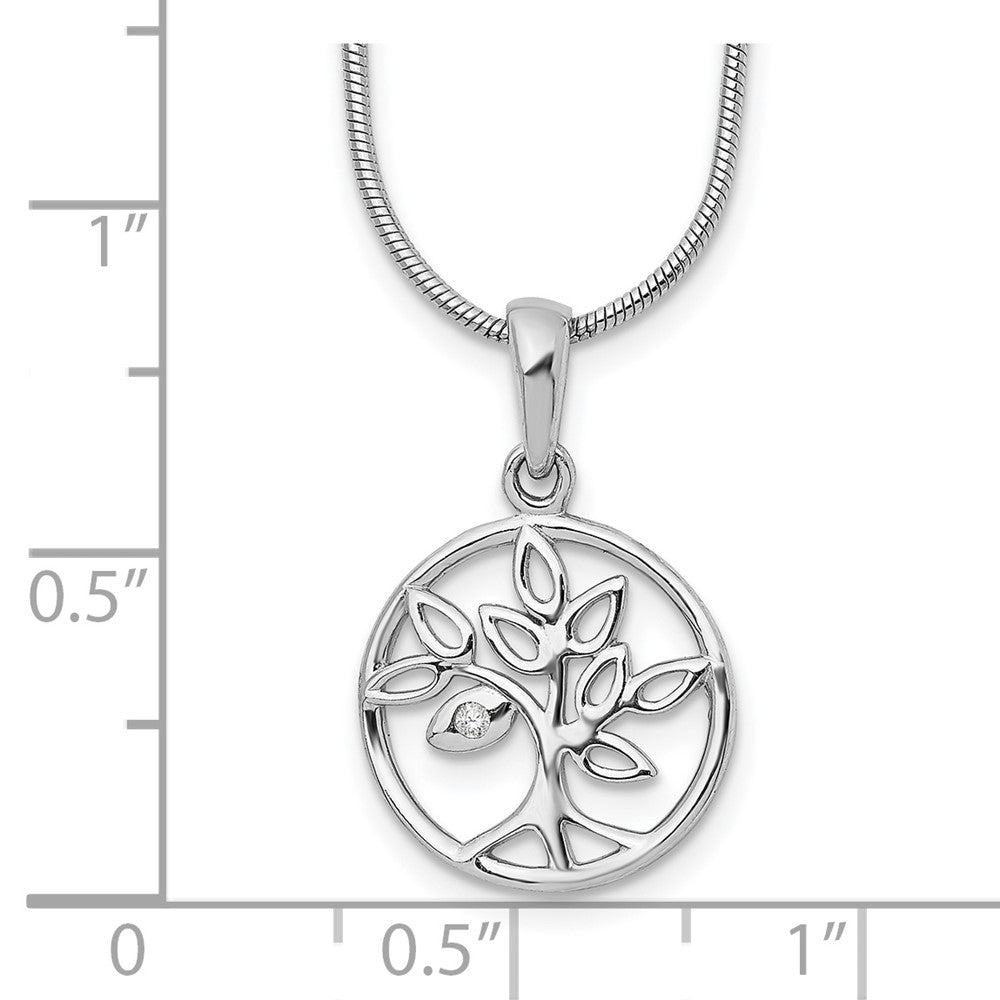 White Ice Sterling Silver Rhodium-plated 18 Inch Diamond Tree Necklace with 2 Inch Extender