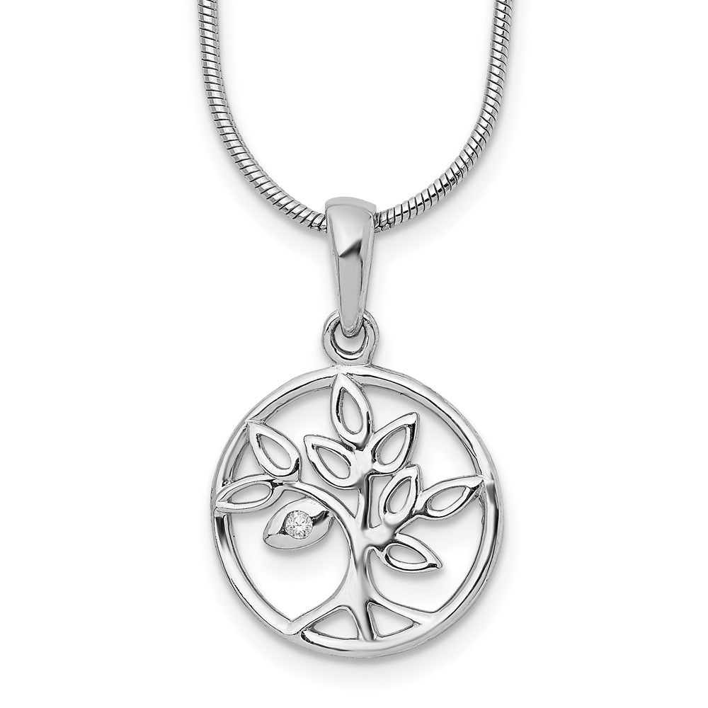 White Ice Sterling Silver Rhodium-plated 18 Inch Diamond Tree Necklace with 2 Inch Extender