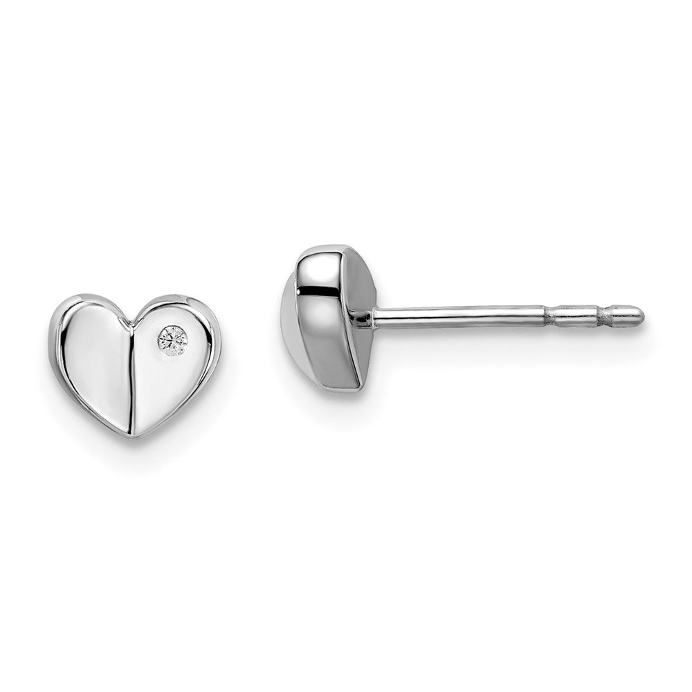 White Ice Sterling Silver Rhodium-plated Diamond Heart Post Earrings