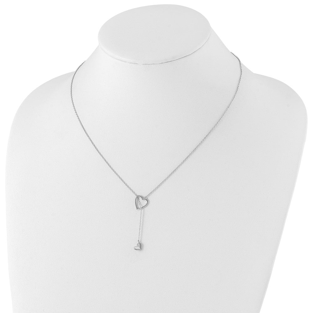 White Ice Sterling Silver Rhodium-plated 18 Inch Diamond Heart Necklace