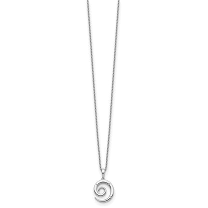 White Ice Sterling Silver Rhodium-plated 18 Inch Diamond Swirl Necklace with 2 Inch Extender