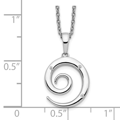 White Ice Sterling Silver Rhodium-plated 18 Inch Diamond Swirl Necklace with 2 Inch Extender